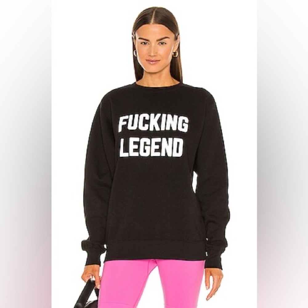NEW DEPARTURE “F*ing Legend” Crewneck Sweatshirt Black White Lettering Fleece